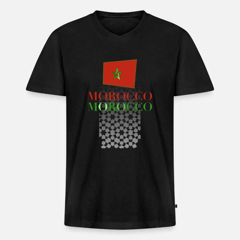 Marokko - Männer Premium Bio T-Shirt mit V-Ausschnitt - Schwarz