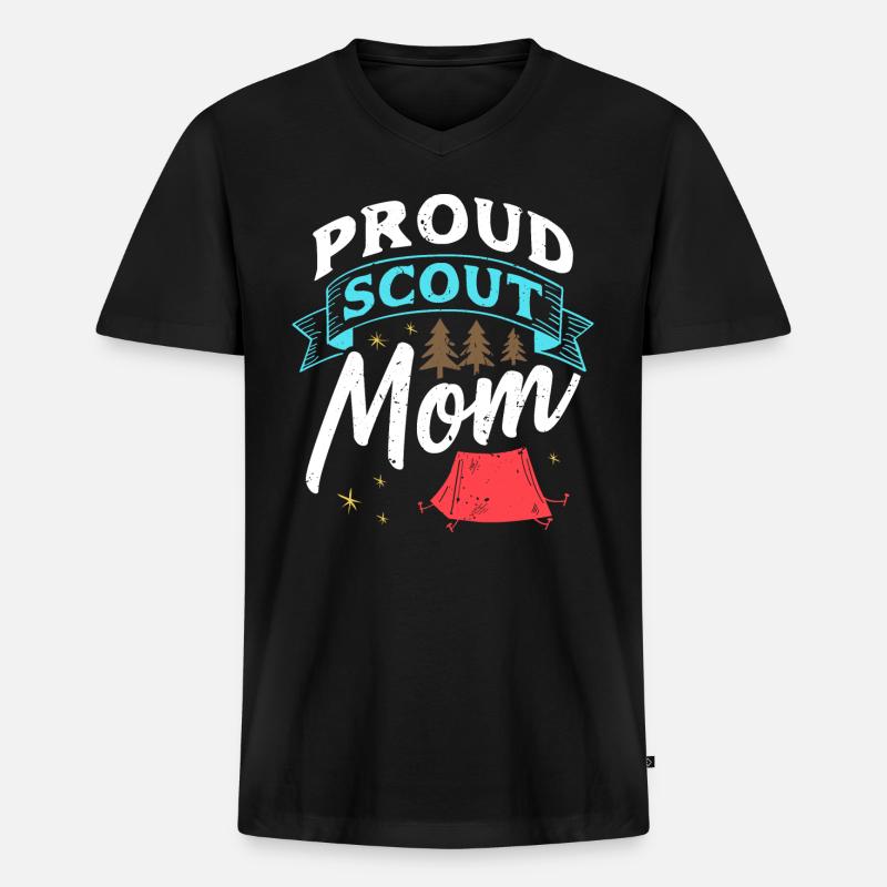 Proud Scout Mom - Männer Premium Bio T-Shirt mit V-Ausschnitt - Schwarz