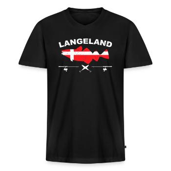 Langeland Angeln Dänemark Dorsch - Männer Premium Bio T-Shirt mit V-Ausschnitt - Schwarz - Vorne - Nico (187cm)