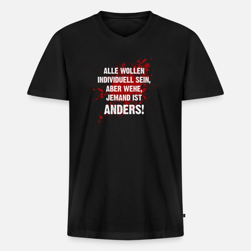 Anders sein - Männer Premium Bio T-Shirt mit V-Ausschnitt - Schwarz