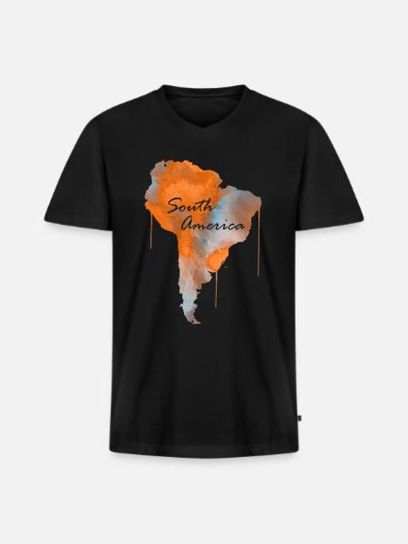 South America - Men's Premium Organic T-shirt with V-neck - black