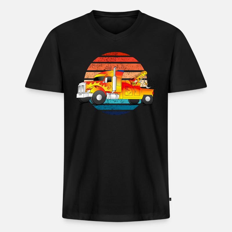Abschleppwagen Abschleppdienst Abschlepper LKW - Männer Premium Bio T-Shirt mit V-Ausschnitt - Schwarz