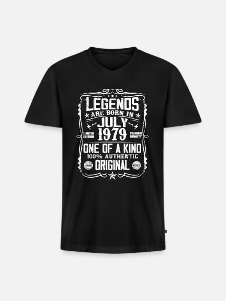 Født i juli 1979 Fødselsdag 1979 juli 1979 - Premium økologisk T-shirt med V-hals til mænd - sort