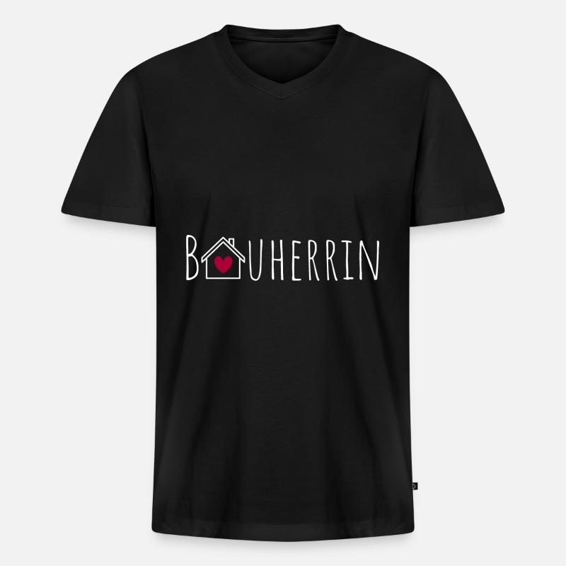 Bauherrin - Männer Premium Bio T-Shirt mit V-Ausschnitt - Schwarz