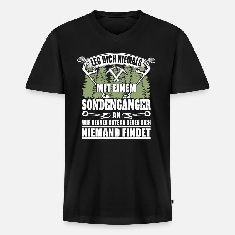 Ich bin Sondengänger - Männer Premium Bio T-Shirt mit V-Ausschnitt - Schwarz