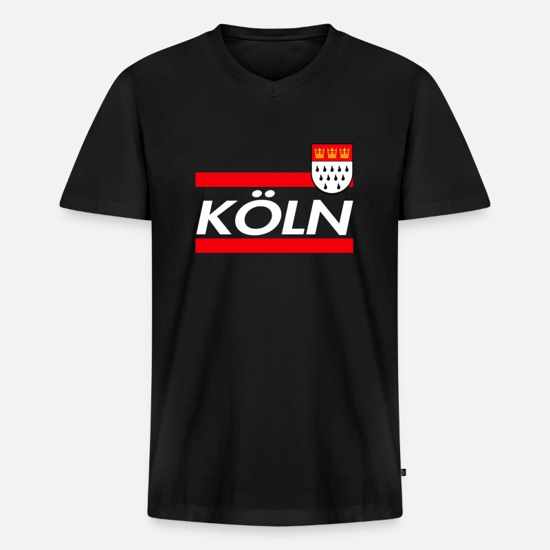 Köln - Männer Premium Bio T-Shirt mit V-Ausschnitt - Schwarz