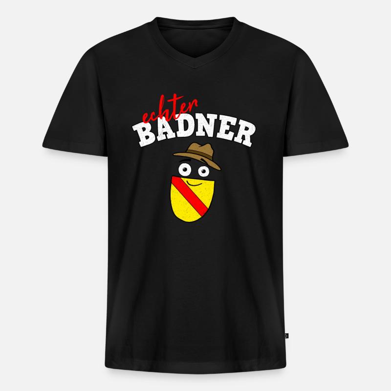 Echter Badner Baden Badnerland Geschenk - Männer Premium Bio T-Shirt mit V-Ausschnitt - Schwarz