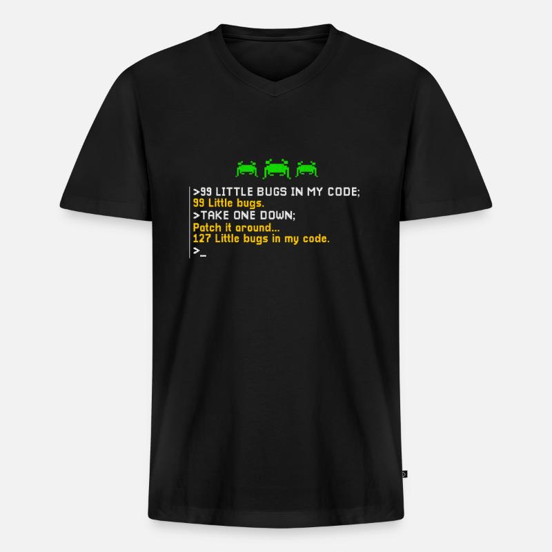 Programmeur 99 Programmation Little Bugs - T-shirt encolure en V Premium bio Homme - noir