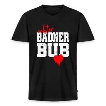 Badner Bub Badisch Dialekt Baden Stolz Geschenk - Männer Premium Bio T-Shirt mit V-Ausschnitt - Schwarz - Vorne - Nico (187cm)