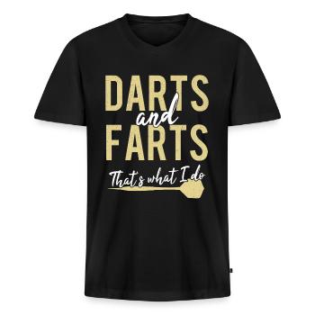 Darts & Farts Dart Fart Grappige darter gezegden - Mannen Premium Bio T-shirt met V-hals - zwart - Voor - Nico (187cm)