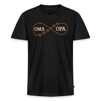 Oma und Opa in ewiger Liebe - Männer Premium Bio T-Shirt mit V-Ausschnitt - Schwarz - Vorne - Nico (187cm)