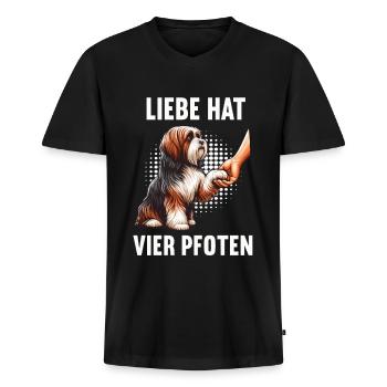 Liebe hat Vier Pfoten Havaneser Havaneserbesitzer - Männer Premium Bio T-Shirt mit V-Ausschnitt - Schwarz - Vorne - Nico (187cm)