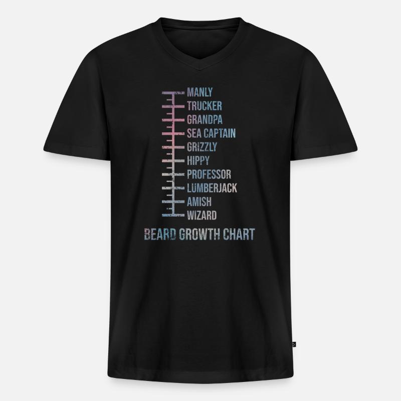 Beard Measurement Chart - Männer Premium Bio T-Shirt mit V-Ausschnitt - Schwarz