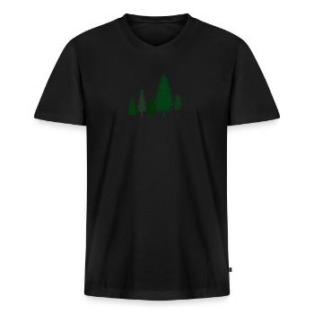 Arbres verts Rangers forestiers - T-shirt encolure en V Premium bio Homme - noir - Devant - Nico (187cm)