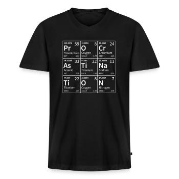 Procrastination Periodensystem mit - Männer Premium Bio T-Shirt mit V-Ausschnitt - Schwarz - Vorne - Nico (187cm)