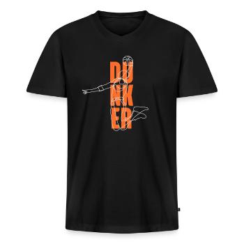 Dunker basketteur Funny Slam - T-shirt encolure en V Premium bio Homme - noir - Devant - Nico (187cm)