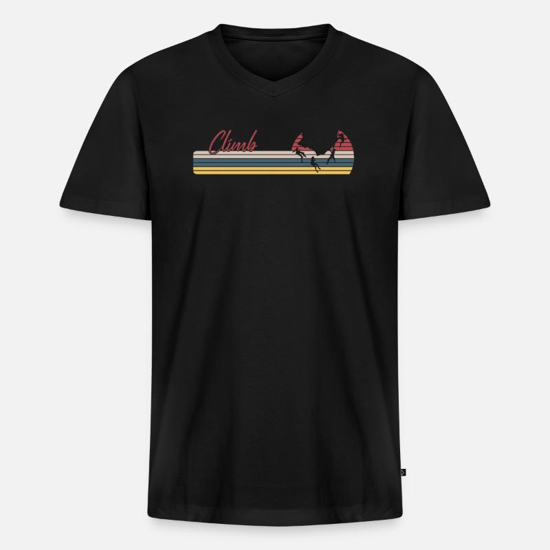 Klettern Sie Retro Klettern Distressed - Männer Premium Bio T-Shirt mit V-Ausschnitt - Schwarz