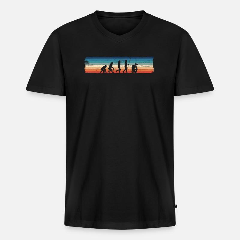 Evolution des Fotografen — - Männer Premium Bio T-Shirt mit V-Ausschnitt - Schwarz