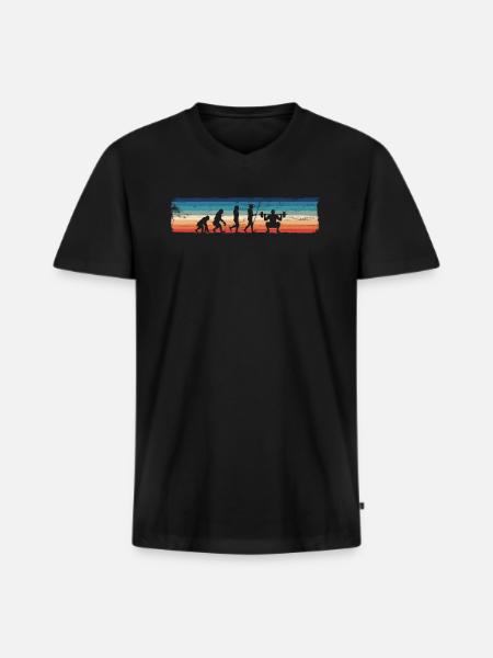 Retro Bodybuilding Powerlifting Exercise - Men's Premium Organic T-shirt with V-neck - black
