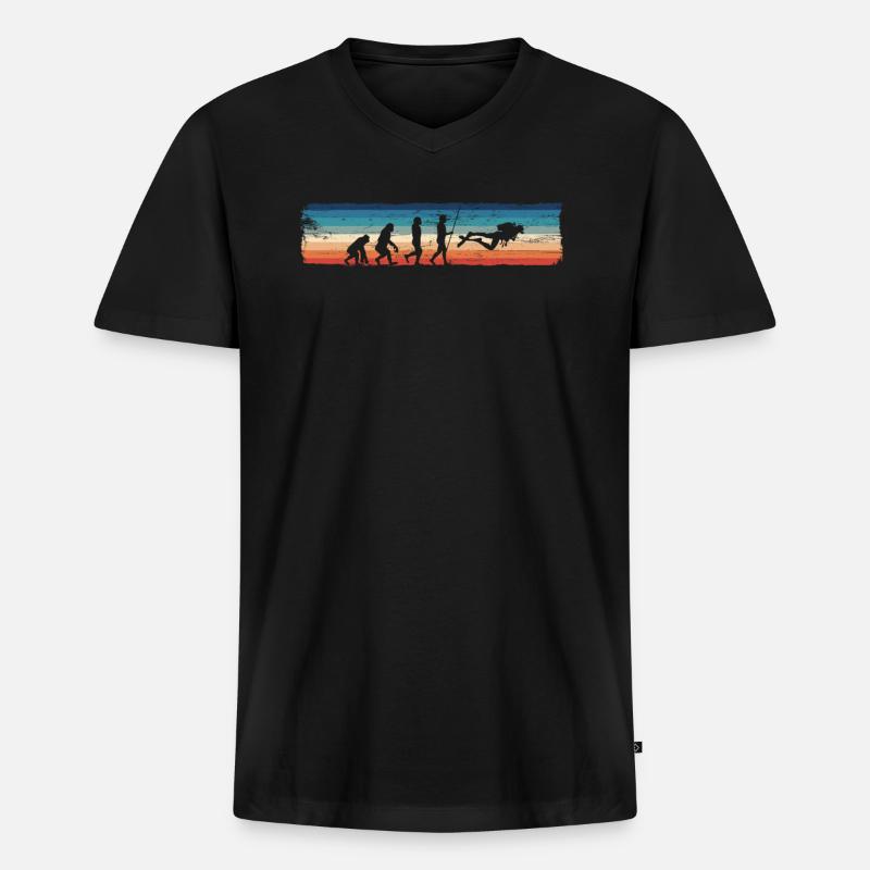 Evolution des Tauchers - Evolution des - Männer Premium Bio T-Shirt mit V-Ausschnitt - Schwarz