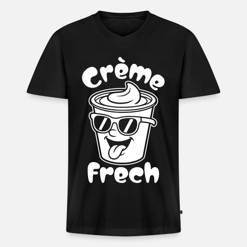 Crème Frech - Männer Premium Bio T-Shirt mit V-Ausschnitt - Schwarz