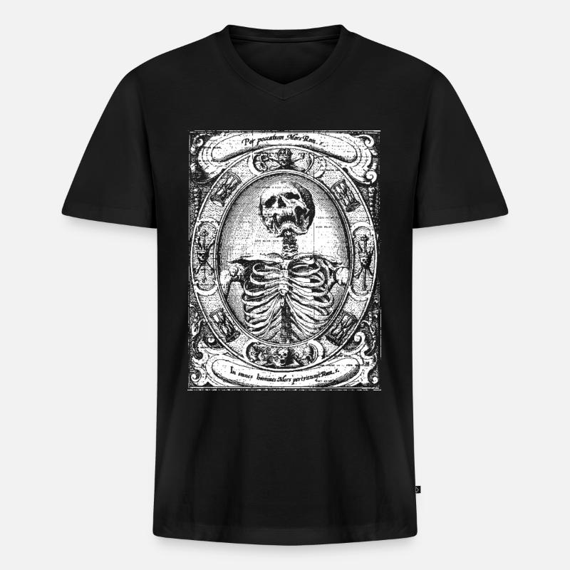 Skelett Gothic Okkult Geschenk - Männer Premium Bio T-Shirt mit V-Ausschnitt - Schwarz