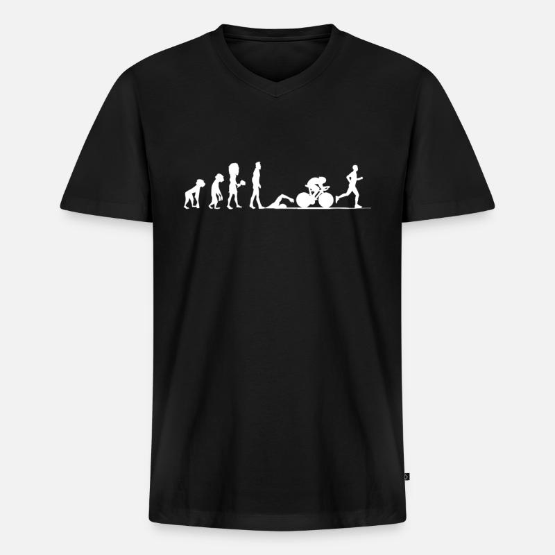 Triathlon Evolution Triathlet Radfahrer Geschenk - Männer Premium Bio T-Shirt mit V-Ausschnitt - Schwarz
