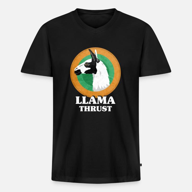 Llamathrust Llama Lama Thrust - Männer Premium Bio T-Shirt mit V-Ausschnitt - Schwarz
