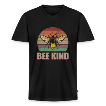 Bee child beekeeper bees bee friend bee lover - Men's Premium Organic T-shirt with V-neck - black - Front - Nico (187cm)