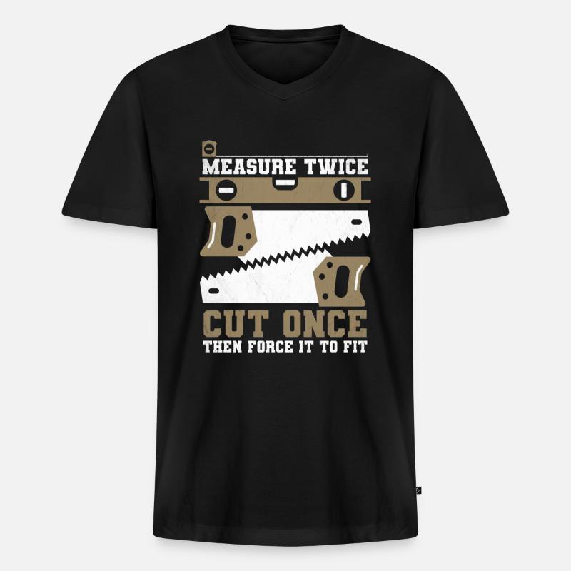 Menuiserie Menuiserie Menuisier Menuisier Menuisier - T-shirt encolure en V Premium bio Homme - noir