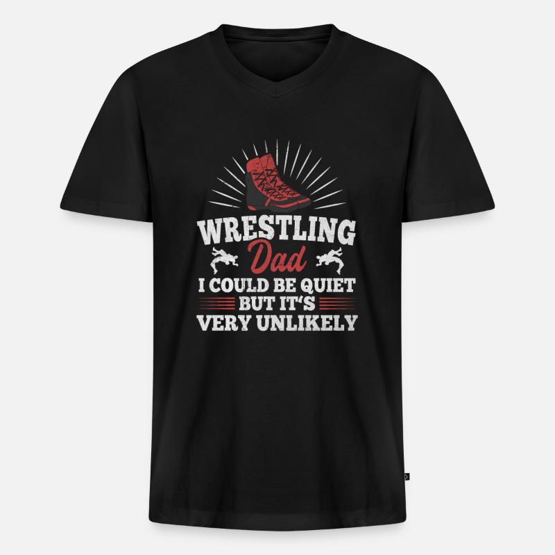 Wrestling Dad - Männer Premium Bio T-Shirt mit V-Ausschnitt - Schwarz
