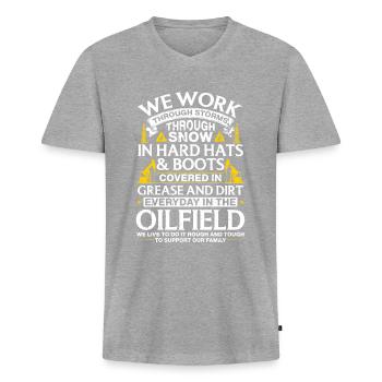 OilField Workers Oil Rig Oil Platform Oil Production - Men's Premium Organic T-shirt with V-neck - heather grey - Front