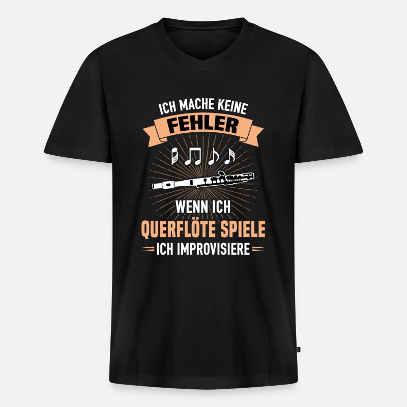 Querflöte Spiele Keine Fehler Improvisiere - Männer Premium Bio T-Shirt mit V-Ausschnitt - Schwarz