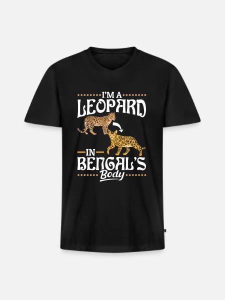 Leopard i Bengals kropp amerikansk kattras - Ekologisk premium-T-shirt med V-ringning herr - svart