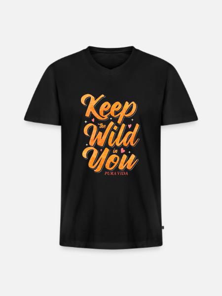 Pura Vida Costa Rica Håll det vilda i dig - Ekologisk premium-T-shirt med V-ringning herr - svart