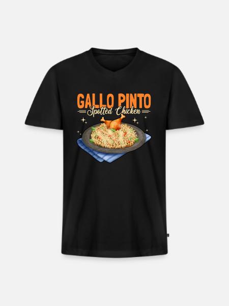 Gallo Pinto Spotted Chicken - Men's Premium Organic T-shirt with V-neck - black