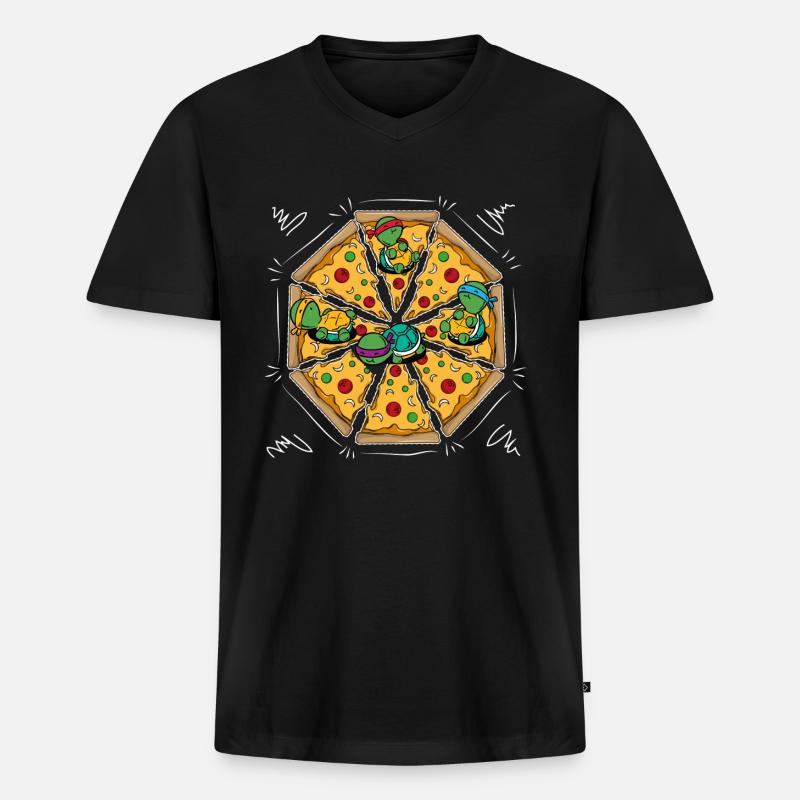 Pizza Liebhaber - Männer Premium Bio T-Shirt mit V-Ausschnitt - Schwarz