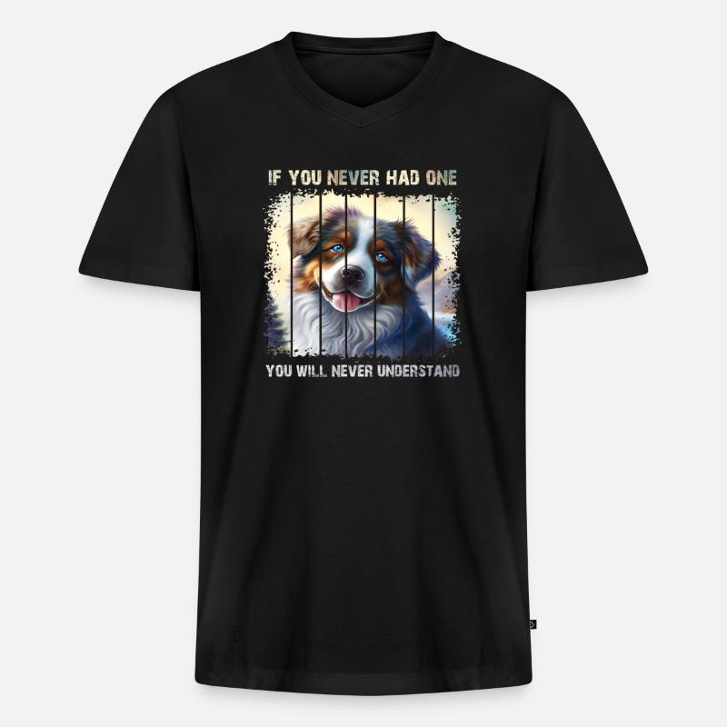 Australischer Schäferhund - Männer Premium Bio T-Shirt mit V-Ausschnitt - Schwarz