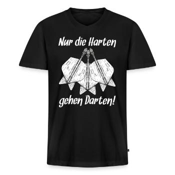 Lustige Dart Sprüche Die Harten Gehen Darten Darts - Männer Premium Bio T-Shirt mit V-Ausschnitt - Schwarz - Vorne - Nico (187cm)