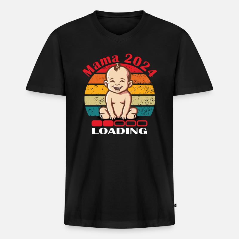 Mama 2024 Loading - Männer Premium Bio T-Shirt mit V-Ausschnitt - Schwarz