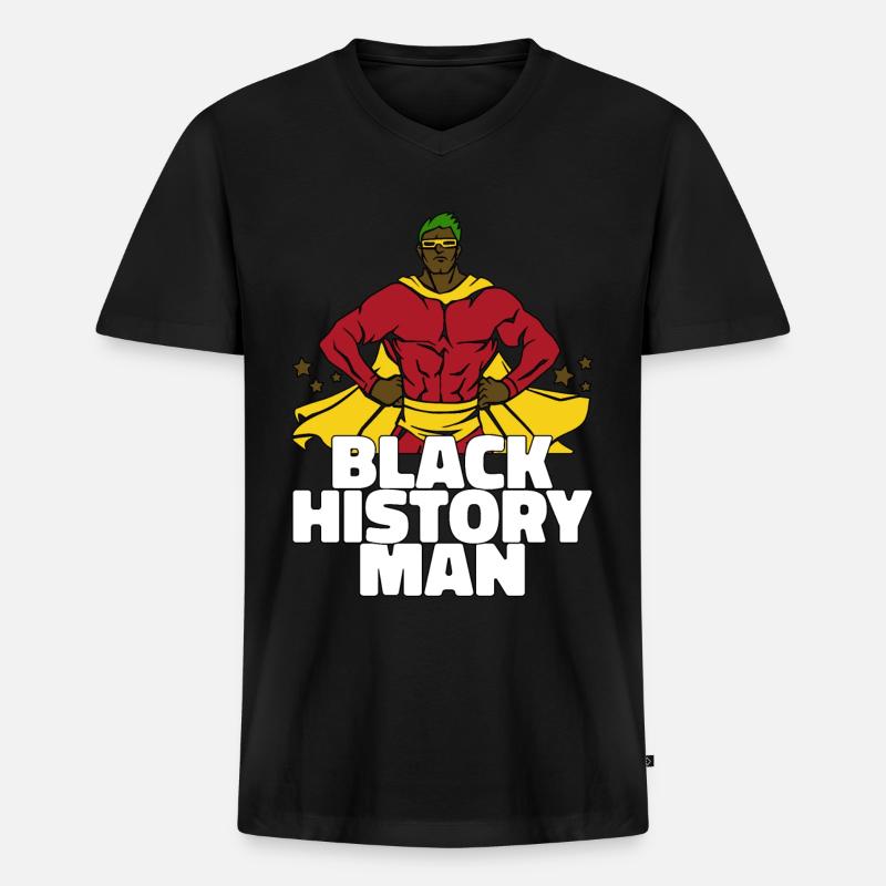 black history Superheld Geschenk - Männer Premium Bio T-Shirt mit V-Ausschnitt - Schwarz