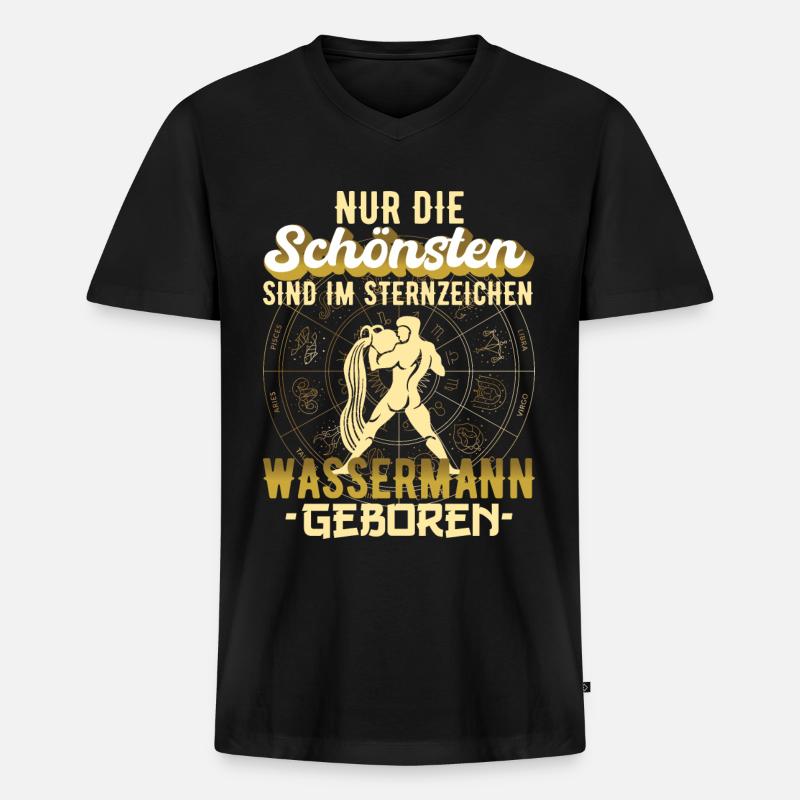 Sternzeichen Wassermann Aquarius Spruch Geschenk - Männer Premium Bio T-Shirt mit V-Ausschnitt - Schwarz
