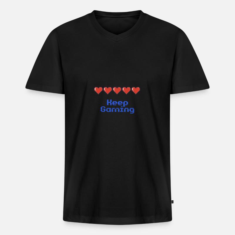 keep gaming Geschenkidee - Männer Premium Bio T-Shirt mit V-Ausschnitt - Schwarz