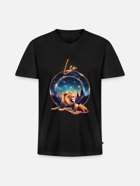Leo Lion Star Gift - Men's Premium Organic T-shirt with V-neck - black