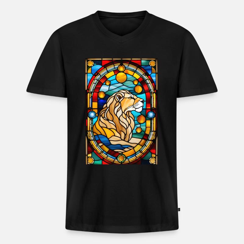 Löwe Astrologie Sternzeichen Geschenk - Männer Premium Bio T-Shirt mit V-Ausschnitt - Schwarz