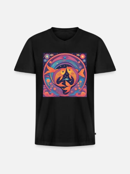 Pisces Zodiac Astrology Gift - Men's Premium Organic T-shirt with V-neck - black