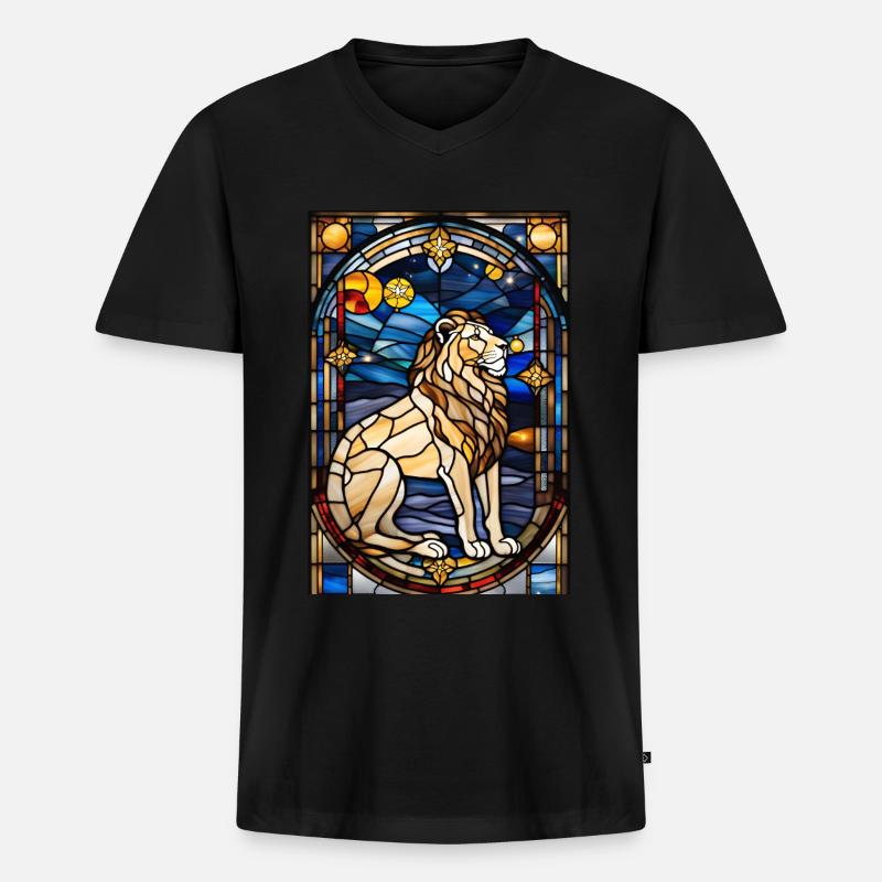 Löwe Sternzeichen Feuerzeichen Geschenk - Männer Premium Bio T-Shirt mit V-Ausschnitt - Schwarz