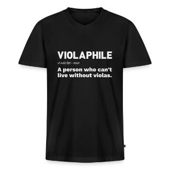 Bratsche Viola Violaphile Lexikon Definition - Männer Premium Bio T-Shirt mit V-Ausschnitt - Schwarz - Vorne - Nico (187cm)