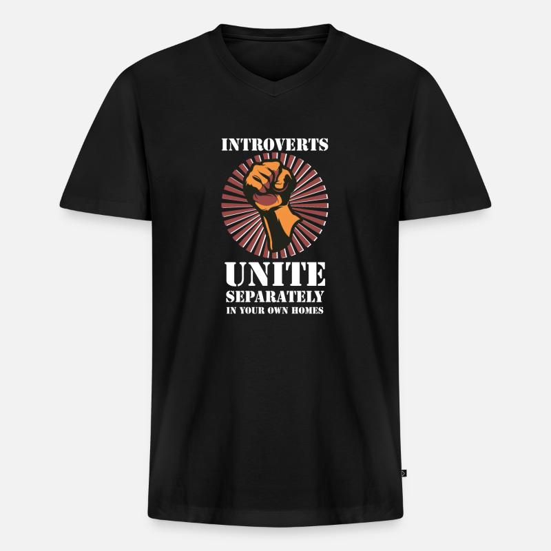 Introvert schuechtern - Männer Premium Bio T-Shirt mit V-Ausschnitt - Schwarz
