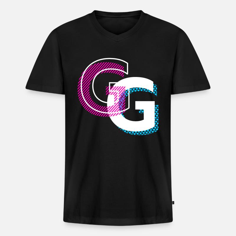 Graffiti G Design Geschenk - Männer Premium Bio T-Shirt mit V-Ausschnitt - Schwarz